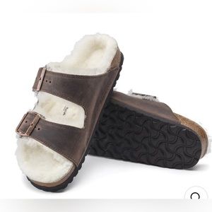 Birkenstock Arizona shearling oiled leather sandals new